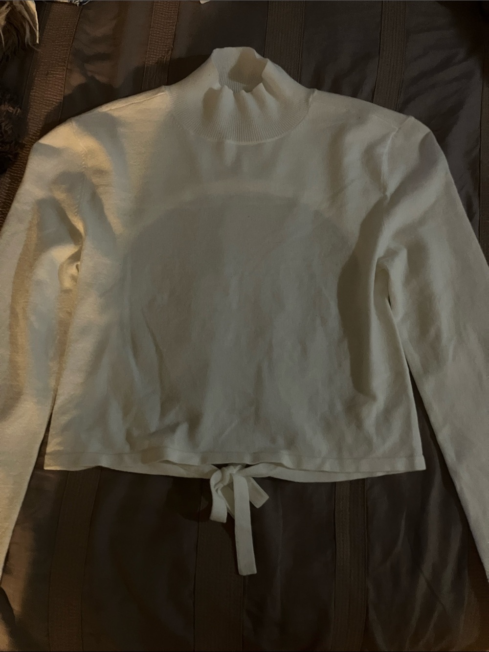 Sunday Best Cream Mock Neck Tie-Hem Sweatshirt
